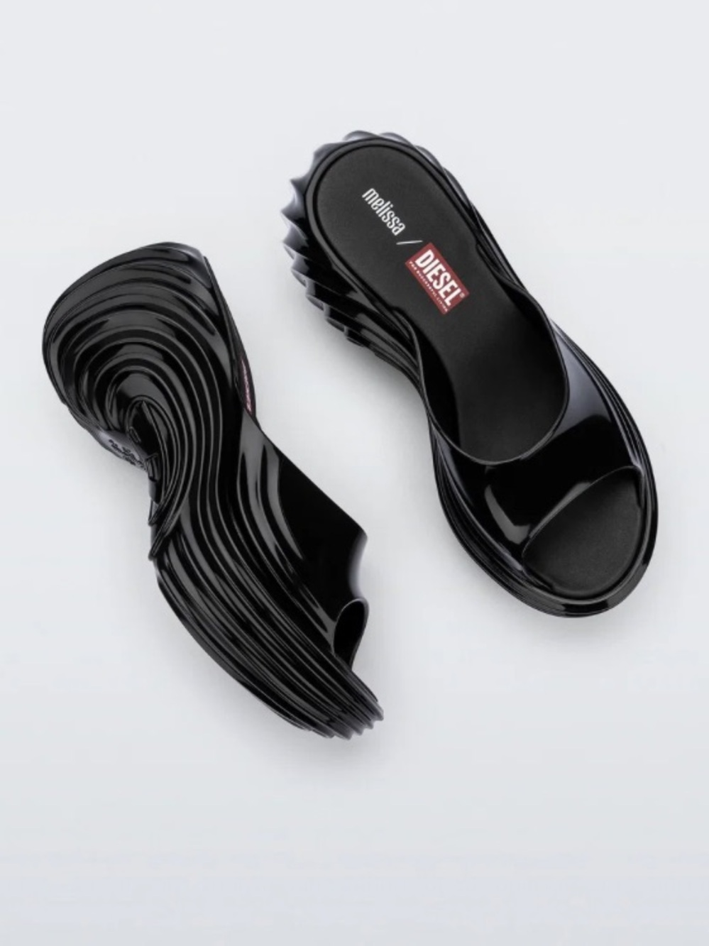 Black Sculptural Platform Sandals